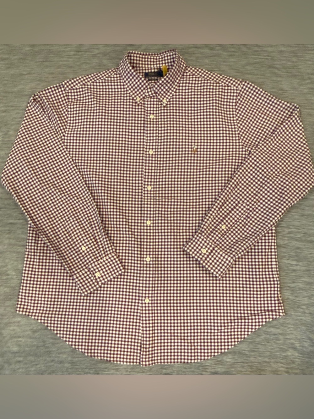 Polo by Ralph Lauren Burgundy and White Gingham Button-Down Shirt